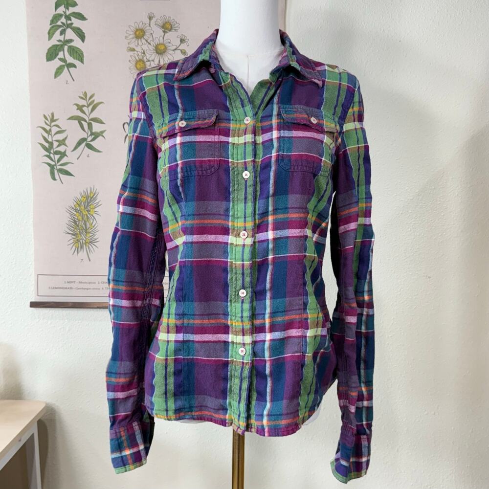 American Eagle Plaid Button Up Shirt Whimsy Twee Fairy Grunge 2010s Skater XS
